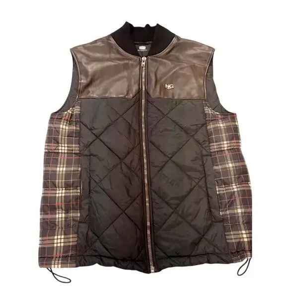 Givenchy Plaid Down Quilted Vest Full-Zip Pockets Black/Multicolor Mens Size 52 - Picture 1 of 16